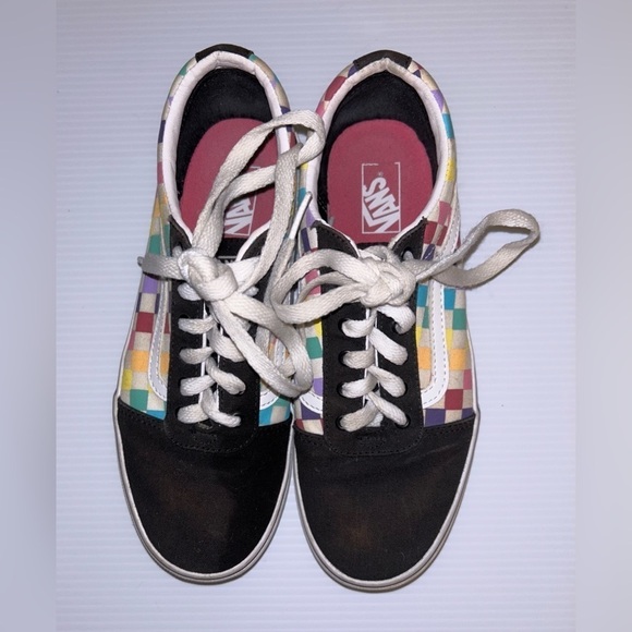 Vans Multi Colored Checkered Skate Athletic Shoes Unisex Missy Old Skool Sz. 5.5 - Picture 8 of 9